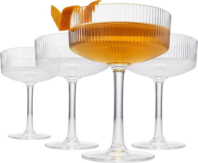 Khen Vintage Art Deco Shatterproof Coupe Martini, Champagne & Cocktail Glasses - Image 2