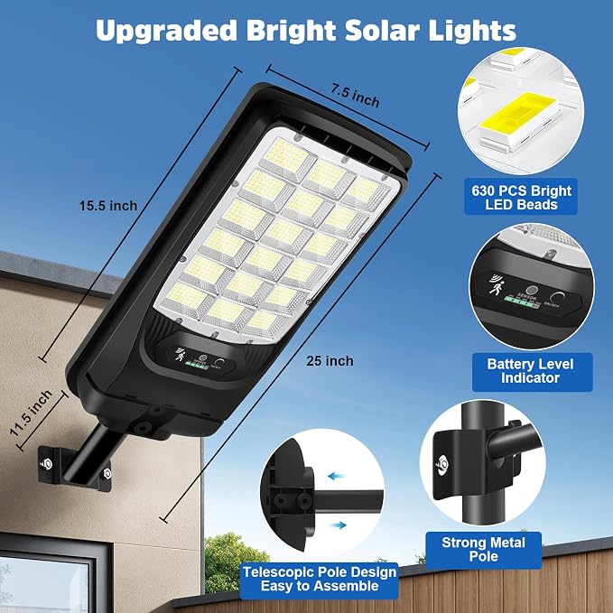 Solar Street Lights Outdoor Waterproof, 21000LM 6500K LED Motion Sensor Lights - Image 5