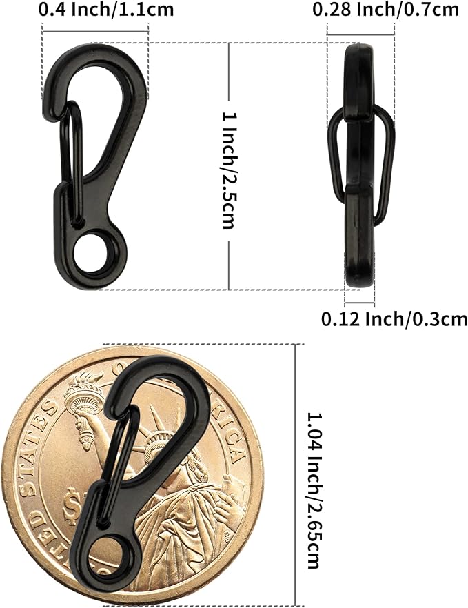 SWATOM Small Mini Carabiner Clip Tiny Spring Snap Hook Keychains Micro - Image 2