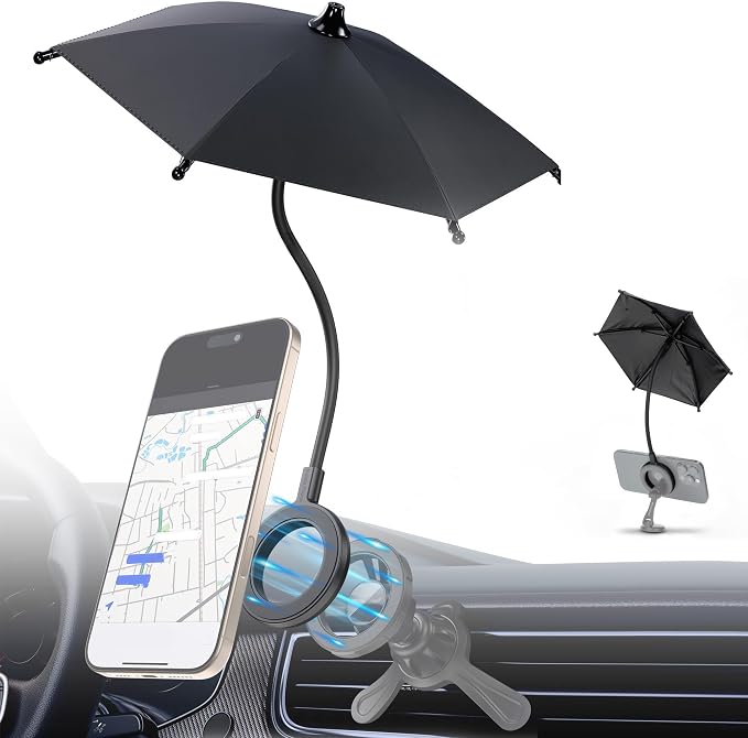 Dual Magnetic Phone Umbrella for Sun, Magnetic Cellphone Sunshade Shield by Kiorafoto
