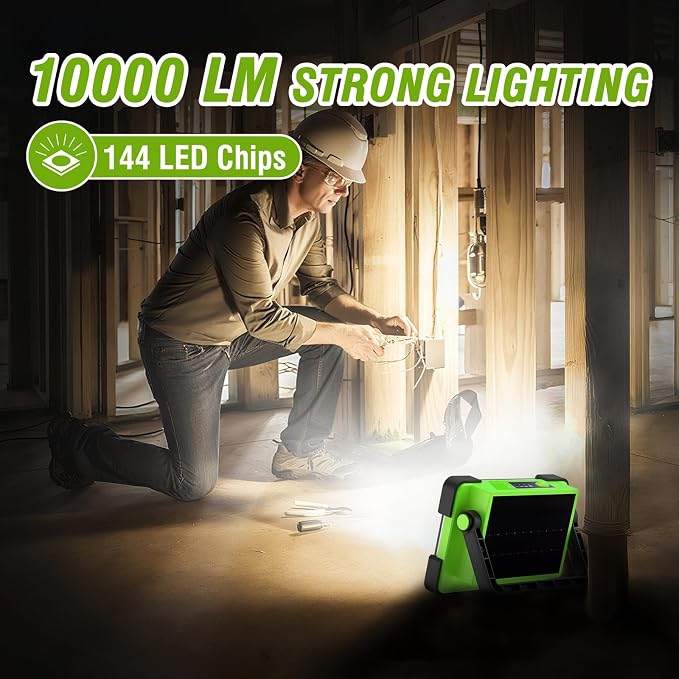 120W Solar Rechargeable Work Light, 144 LED 10000LM Led Work Light - Image 3