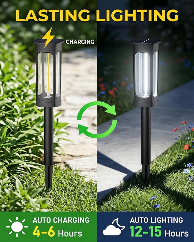 Solar Pathway Lights Outdoor 6 Pack, Upgraded Brighter 6 Inch extended filament - Image 5