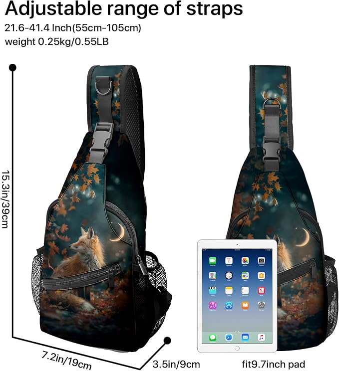 FyLybois Fox Print Sling Bag for Women Lightweight Crossbody Backpack Casual - Image 5