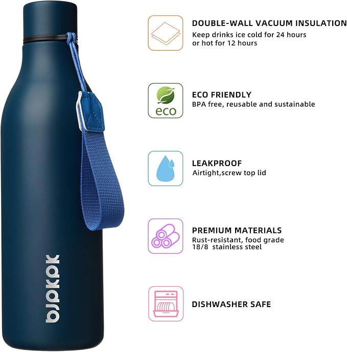 BJPKPK Insulated Water Bottles, 25 oz Stainless Steel Metal Water Bottle - Image 2