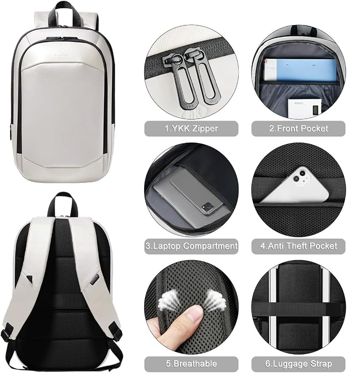 hk Business Backpack for Men 17 Inch, Slim & Expandable Waterproof Travel - Image 8