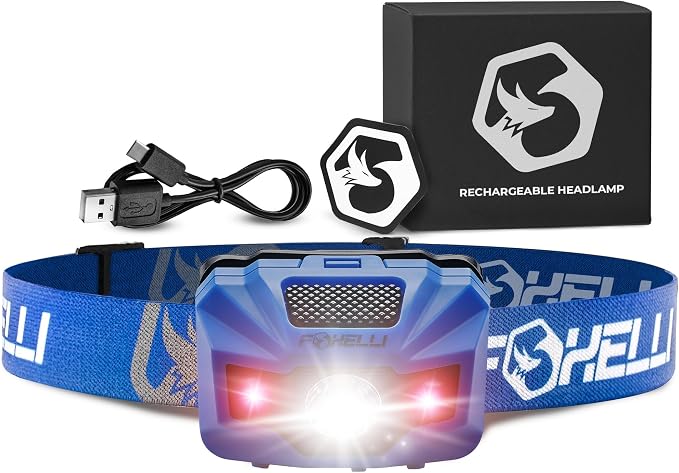 Foxelli USB‑C Rechargeable LED Headlamp – Ultra‑Light 2.4 oz & by FOXELLI