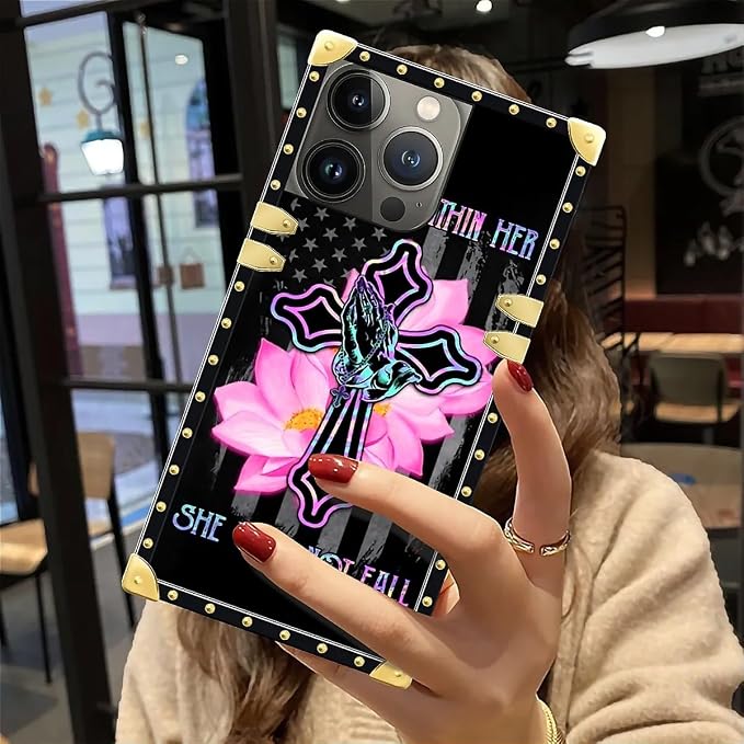 Compatible with iPhone 12 Pro Max Case, Praying Cross Hands Luxury Golden - Image 6