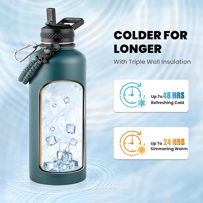 RAYMYLO Insulated Water Bottle 87 oz, Triple Wall Vacuum Stainless Steel - Image 2