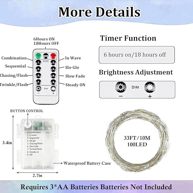 2-Pack Fairy Lights Battery Operated - Image 7