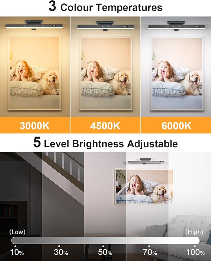 WILLED 5W Picture Lights, 3 Colors Rechargeable Battery Operated Picture Frame - Image 4