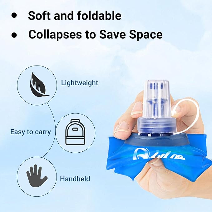 Qidoe 2 Pack Running Vest Soft Flask, 17oz/500ml BPA-Free TPU Collapsible Soft - Image 5