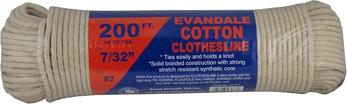 T.W Evans Cordage 43-077 7/32-Inch Evandale Cotton Clothesline 200-Feet Hank by T.W+.+Evans+Cordage+Co.