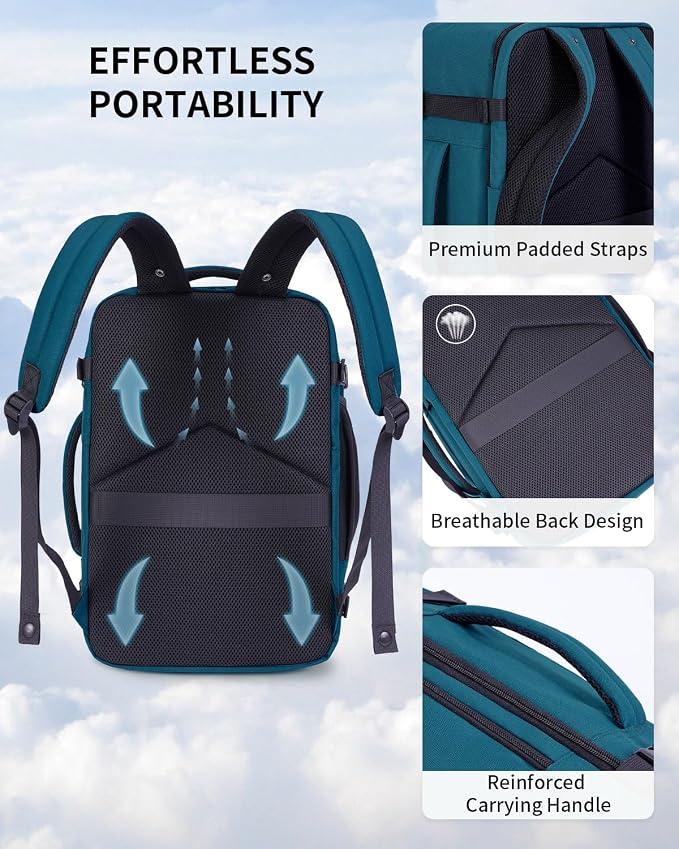 ECOHUB 17" Small Travel Backpack, United Airlines Personal Item Bag 17x10x9 - Image 5