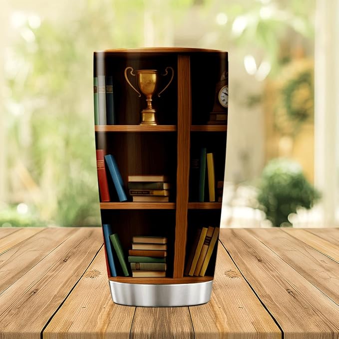 CUBICER Bookshelf Design Stainless Steel Tumbler 20 Oz - Image 3