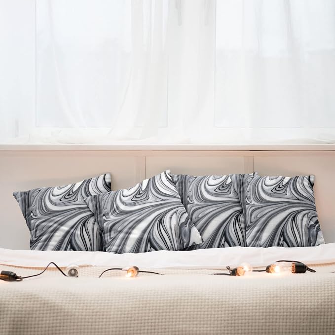 Ambesonne Abstract Throw Pillow Cushion Case Pack of 4, Mix of White and Black - Image 6