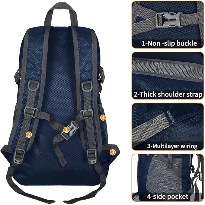 30L Large capacity Lightweight Packable Foldable Backpack，women and men Hiking - Image 4