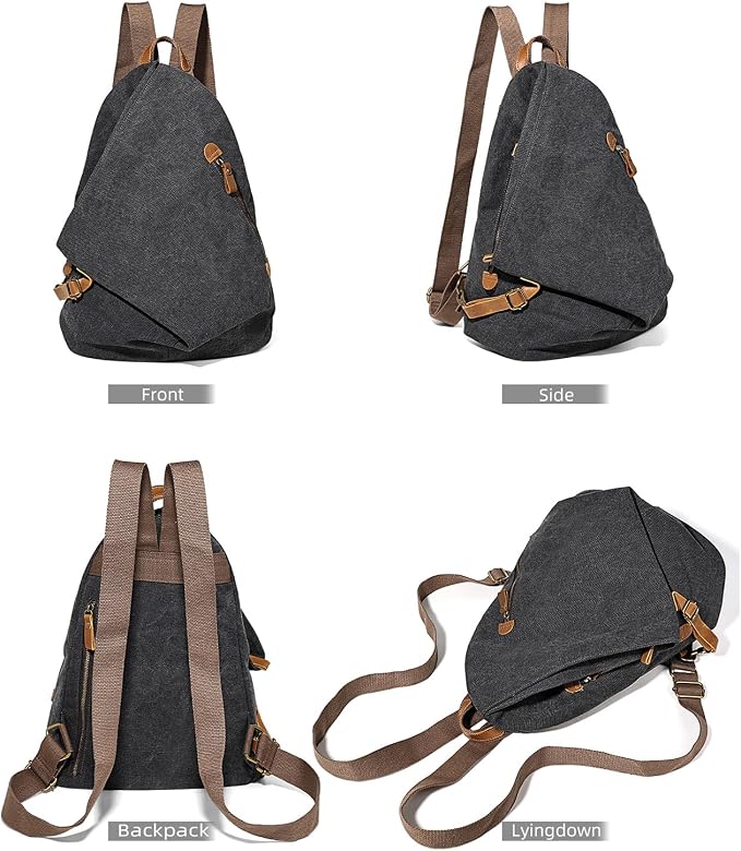 KL928 Canvas Vintage Backpack – Large Casual Daypack Outdoor Travel Rucksack - Image 9