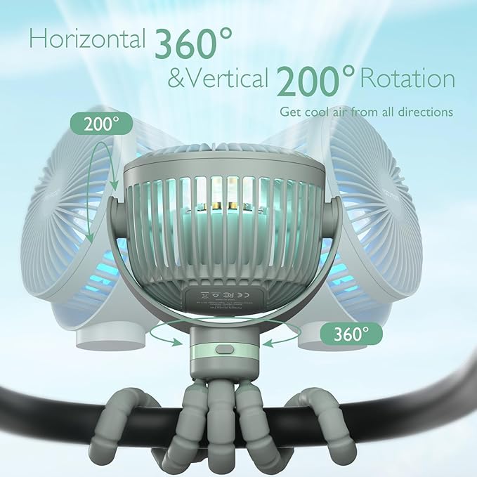 Momcozy 8000mAh Portable Stroller Fan, 27H Ultra-long Battery Life Detachable 4 - Image 7