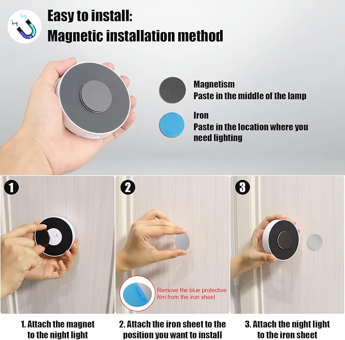 8 LEDs Motion Sensor Light Indoor, Night Light USB Rechargeable, 3 Light Modes - Image 4