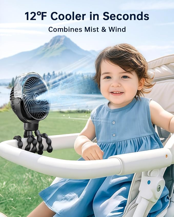 SWEETFULL Misting Stroller Fan – Portable Baby Fan - Image 2