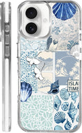 Case for iPhone 16, Sea Life Ocean Waves Seashell Collage Phone Case Design，for by Toulas
