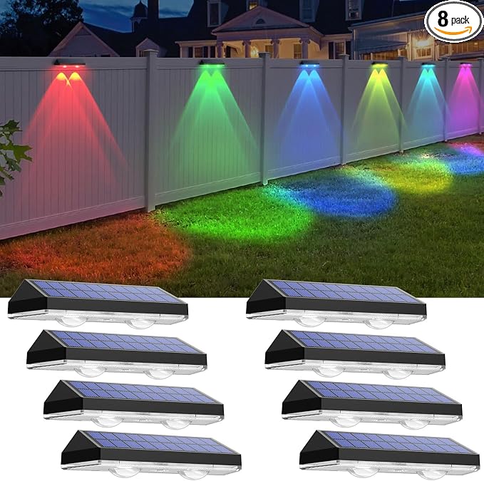 Solar Fence Lights Outdoor by LIANGLOME