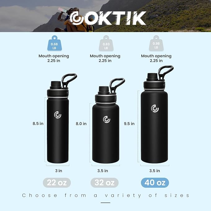 Sports Water Bottle 40oz, Insulated Water Bottle - Image 2