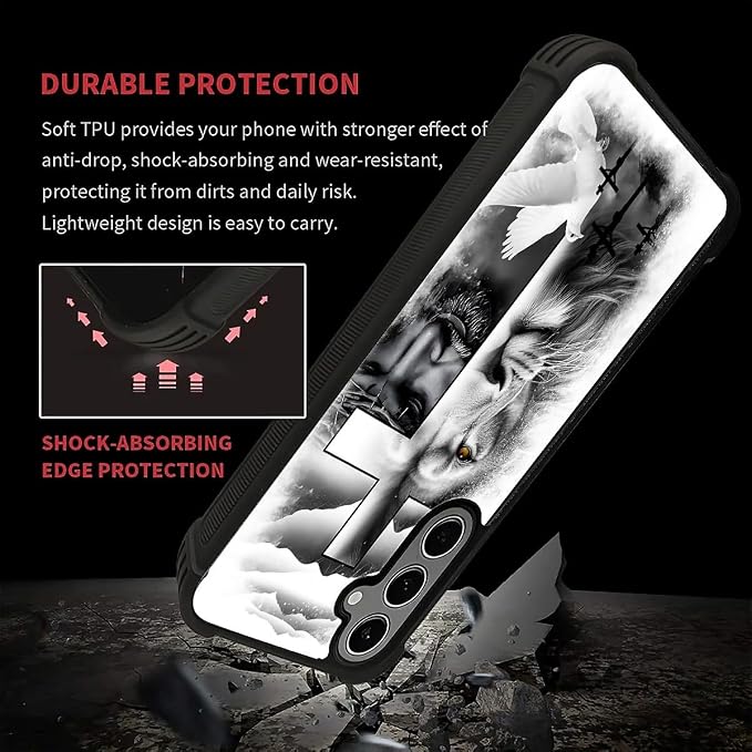 for Samsung Galaxy S24 S25 Plus Case, Lion Cross Jesus Christ Dove Pattern - Image 6