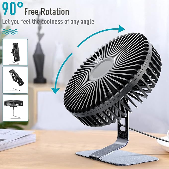 SLENPET 6-inch USB Small Desk Fan, 4 Speeds, Ultra-quiet, 90° Adjustment - Image 6