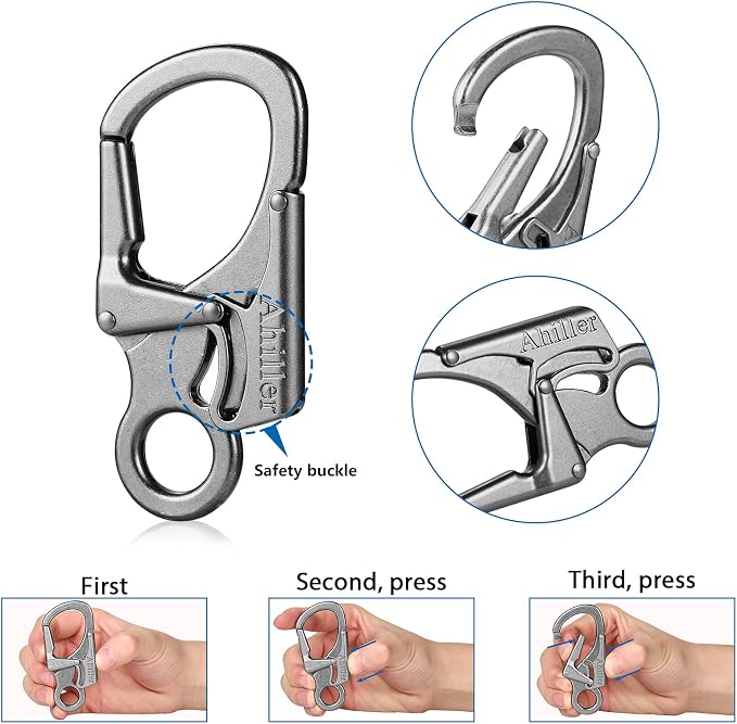 Ahiller Carabiner Clip, Double Anti-Misopening Locking Design, Key Ring Clip - Image 3