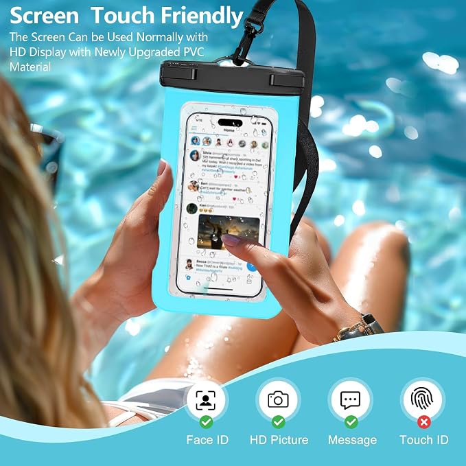 3 Pack Waterproof Phone Pouch IPX8 Universal Waterproof Case Dry Bag Phone - Image 5