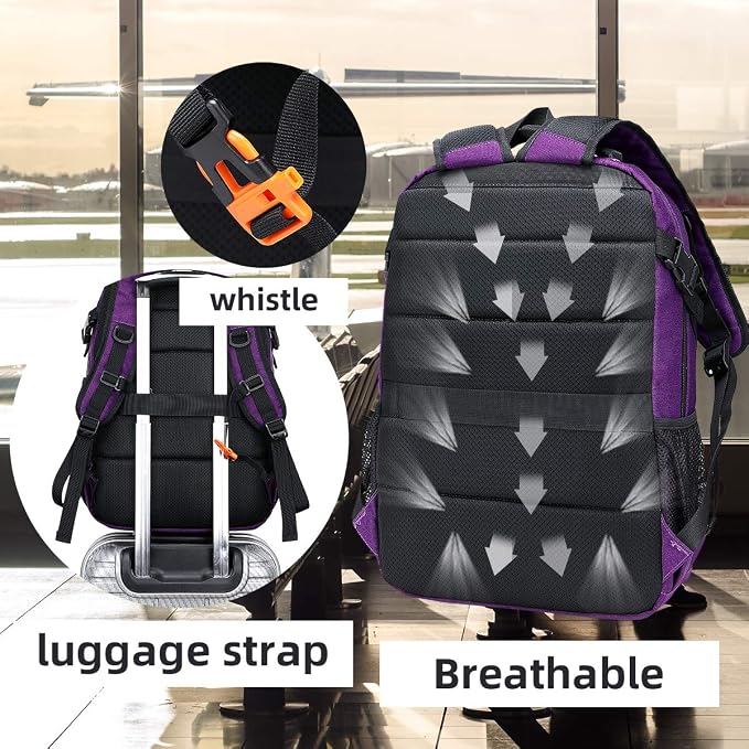 FENGDONG Durable Waterproof Travel Large Laptop Backpack 17.3 inch, College - Image 4