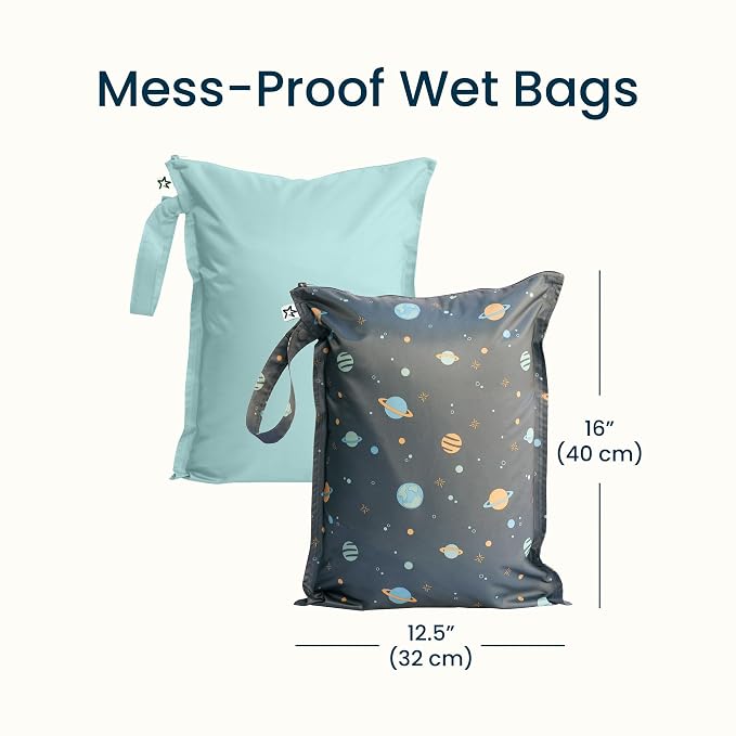 Tiny Twinkle Mess Proof Wet Bags | 2-Pack Reusable Waterproof Wet Bags - Image 2
