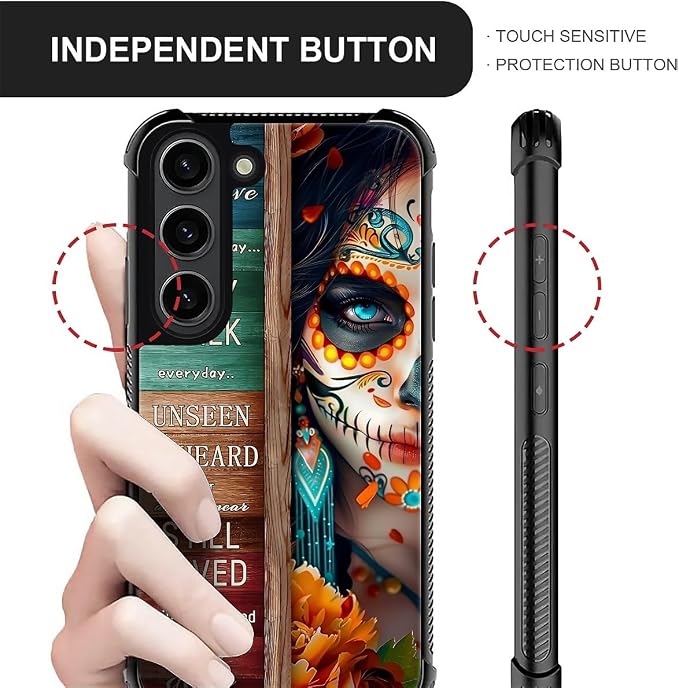 for Samsung Galaxy S23 Case, Sugar Skull Day of Death Halloween Pattern Graphic - Image 5
