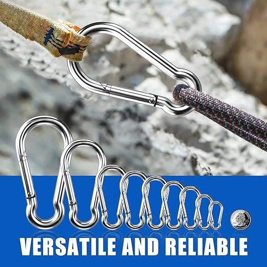 Large Carabiner Clip Hooks, 304 Stainless Steel Spring Snap Hook Fits Camping - Image 7