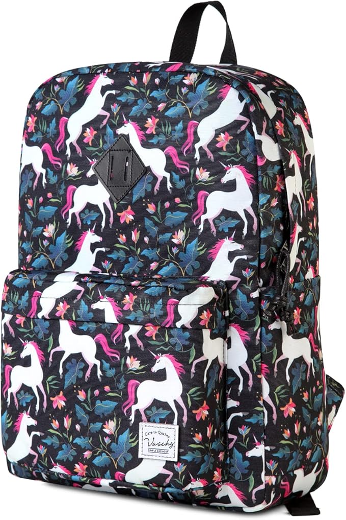 VASCHY Backpack for School, Lightweight Water Resistant Bookbag Casual Daypack by Vaschy