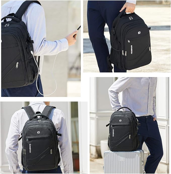 FENGDONG Durable Waterproof Travel Laptop Backpack 17.3 inch, Large College - Image 6