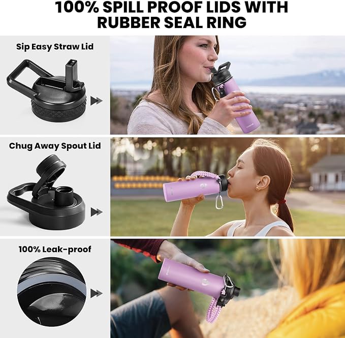 RAYMYLO Insulated Water Bottle 20 oz, Triple Wall Vacuum Stainless Steel - Image 3