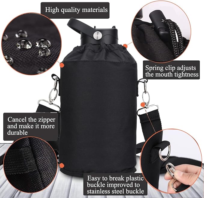 Water Bottle Insulated 32oz 40oz 64oz 128oz Straw Lid Spout Lid & 3 Lids - Image 4