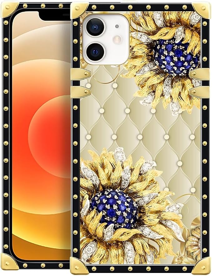 Compatible with iPhone 11 Case, Sunflower Diamonds Leather Luxury Golden by Unknown