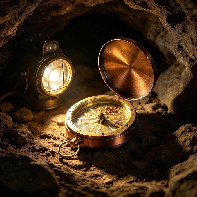 Pocket Compass, Antique Compass Pocket Watches, Copper Flip Cover Pockets Watch - Image 5