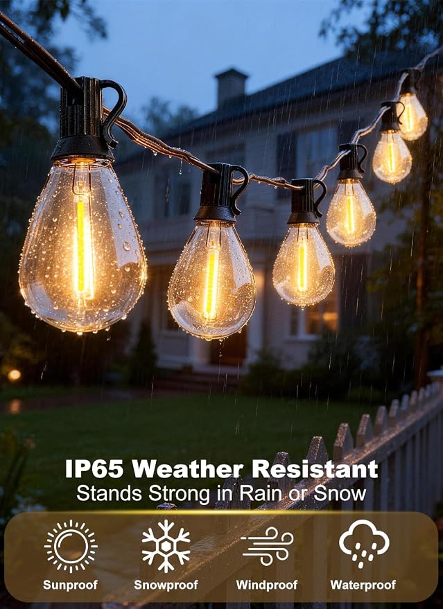 150FT Outdoor String Lights Waterproof, 50+2 Shatterproof S11 LED Bulbs - Image 5