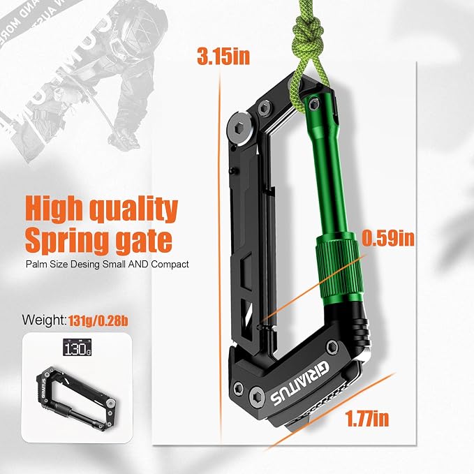 Carabiner Multitool with Pocket Knives, EDC Carabiners, Serrated Knife - Image 3