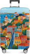 ANNA QUEEN Mediterranean Town Luggage Cover, Coastal City Suitcase Protector by ANNAQUEEN