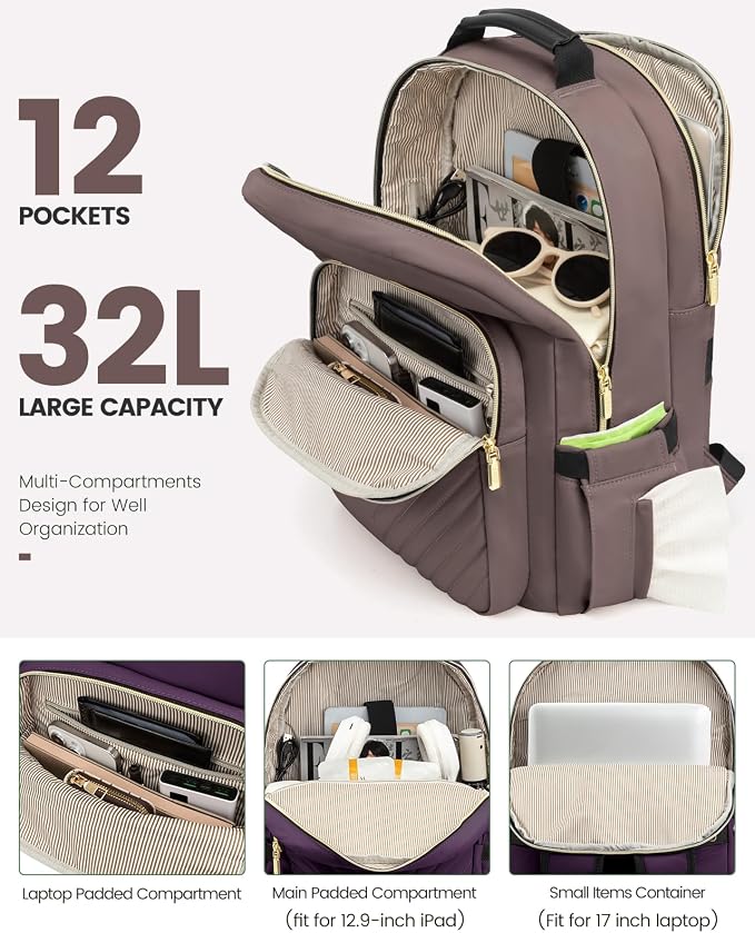 LOVEVOOK Laptop Backpack for Women, Large Capacity Travel Computer Work Bag - Image 2