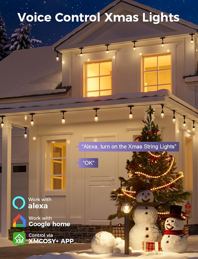 XMCOSY+ Smart Outdoor String Lights, 123Ft LED Patio Lights Waterproof IP65 - Image 4