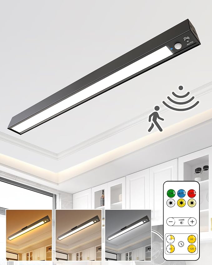 Rechargeable Motion Sensor Ceiling Light, Full Metal Battery Powered LED Closet by LYTARALightsExpertInOut