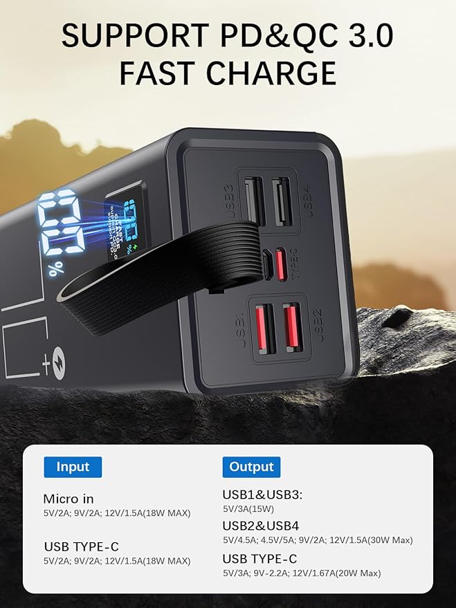 LOHAO Portable Charger Power Bank, PD 30w & QC 3.0 Fast Charging Battery Pack - Image 3