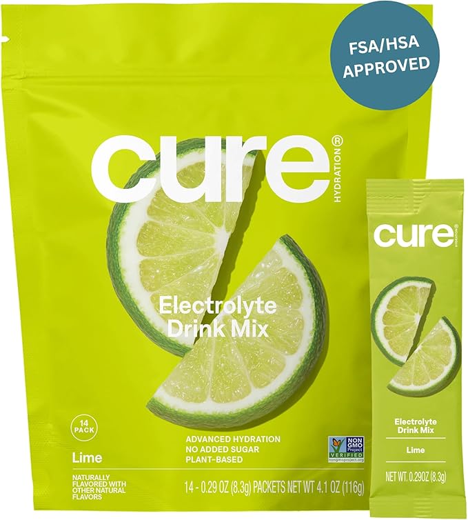 Cure Hydration | Plant-Based Electrolyte Drink Mix | No Added Sugar | FSA-HSA | by CureHydration