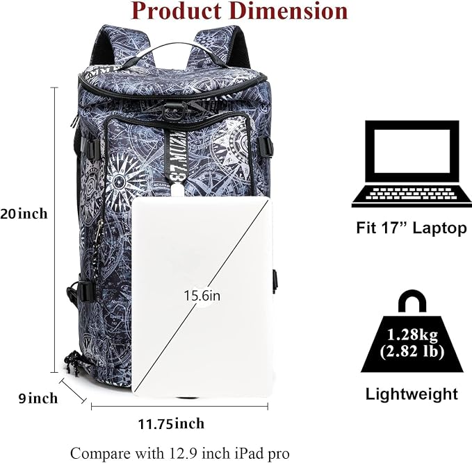 Gym Duffle Bag Waterproof black Laptop Backpack Suitable - Image 6